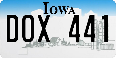 IA license plate DOX441
