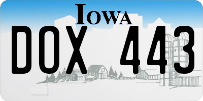 IA license plate DOX443