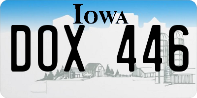 IA license plate DOX446