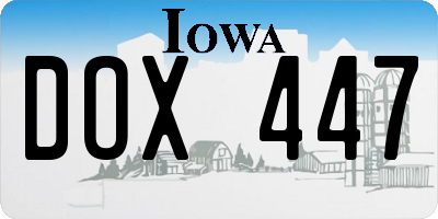 IA license plate DOX447