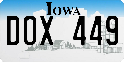 IA license plate DOX449