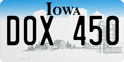 IA license plate DOX450
