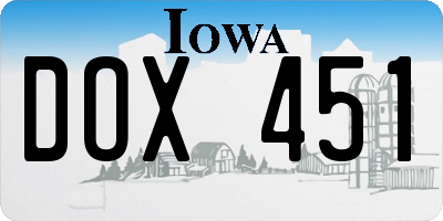 IA license plate DOX451