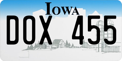 IA license plate DOX455