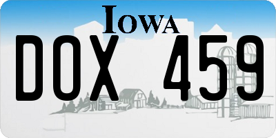 IA license plate DOX459