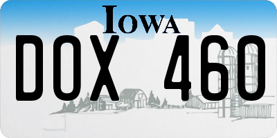 IA license plate DOX460