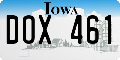 IA license plate DOX461
