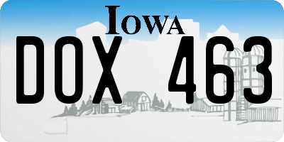 IA license plate DOX463