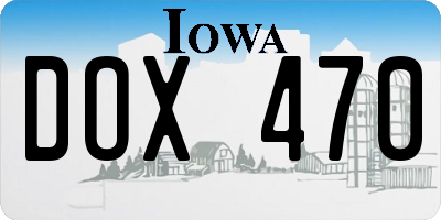 IA license plate DOX470