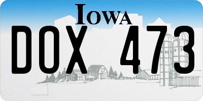 IA license plate DOX473