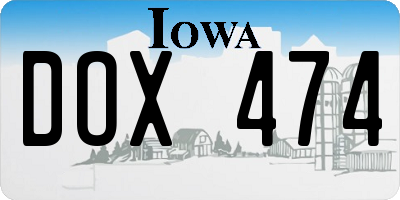 IA license plate DOX474
