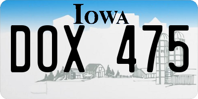 IA license plate DOX475