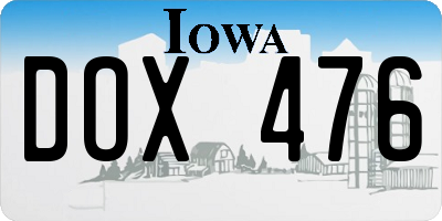 IA license plate DOX476