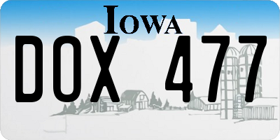 IA license plate DOX477