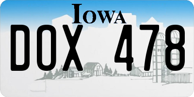 IA license plate DOX478