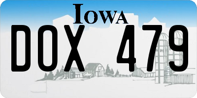 IA license plate DOX479