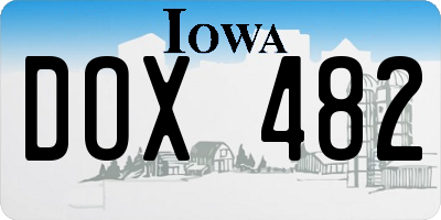 IA license plate DOX482
