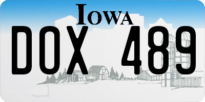IA license plate DOX489