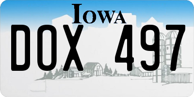 IA license plate DOX497