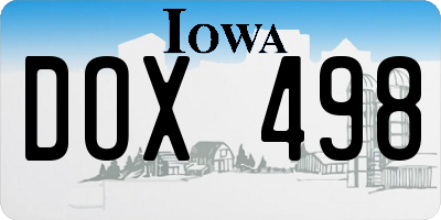 IA license plate DOX498