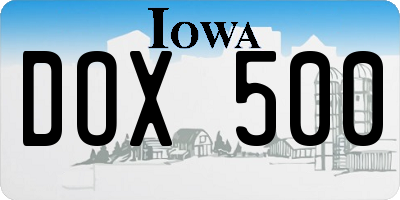 IA license plate DOX500