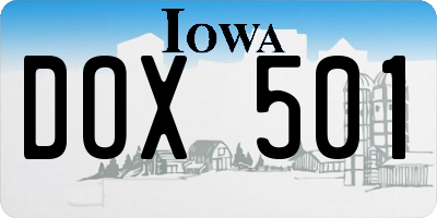 IA license plate DOX501