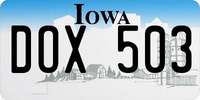 IA license plate DOX503