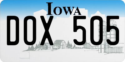 IA license plate DOX505
