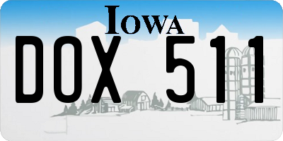 IA license plate DOX511
