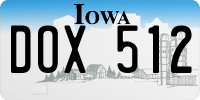 IA license plate DOX512
