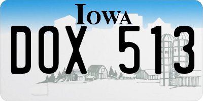 IA license plate DOX513