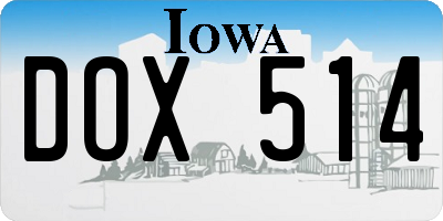 IA license plate DOX514