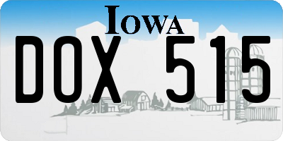 IA license plate DOX515