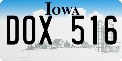 IA license plate DOX516