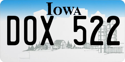 IA license plate DOX522