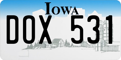 IA license plate DOX531