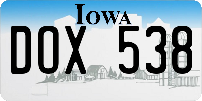 IA license plate DOX538