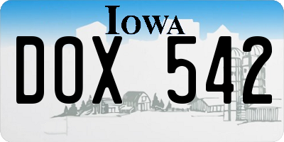 IA license plate DOX542