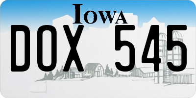 IA license plate DOX545