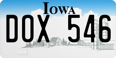 IA license plate DOX546