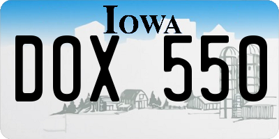 IA license plate DOX550