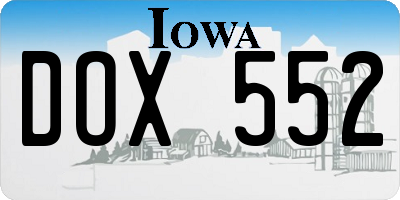 IA license plate DOX552