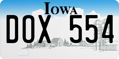 IA license plate DOX554