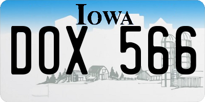 IA license plate DOX566