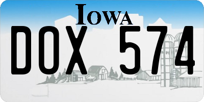 IA license plate DOX574