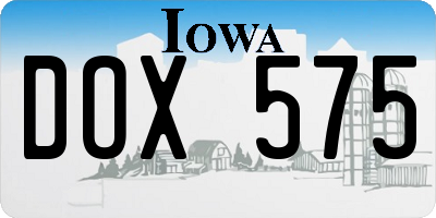 IA license plate DOX575