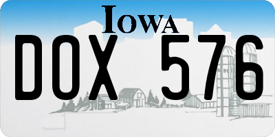 IA license plate DOX576