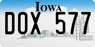 IA license plate DOX577