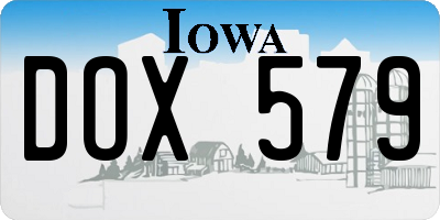 IA license plate DOX579