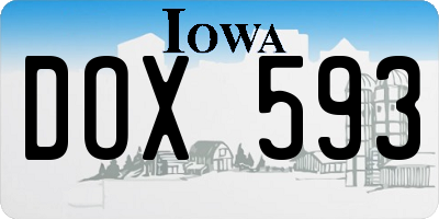 IA license plate DOX593